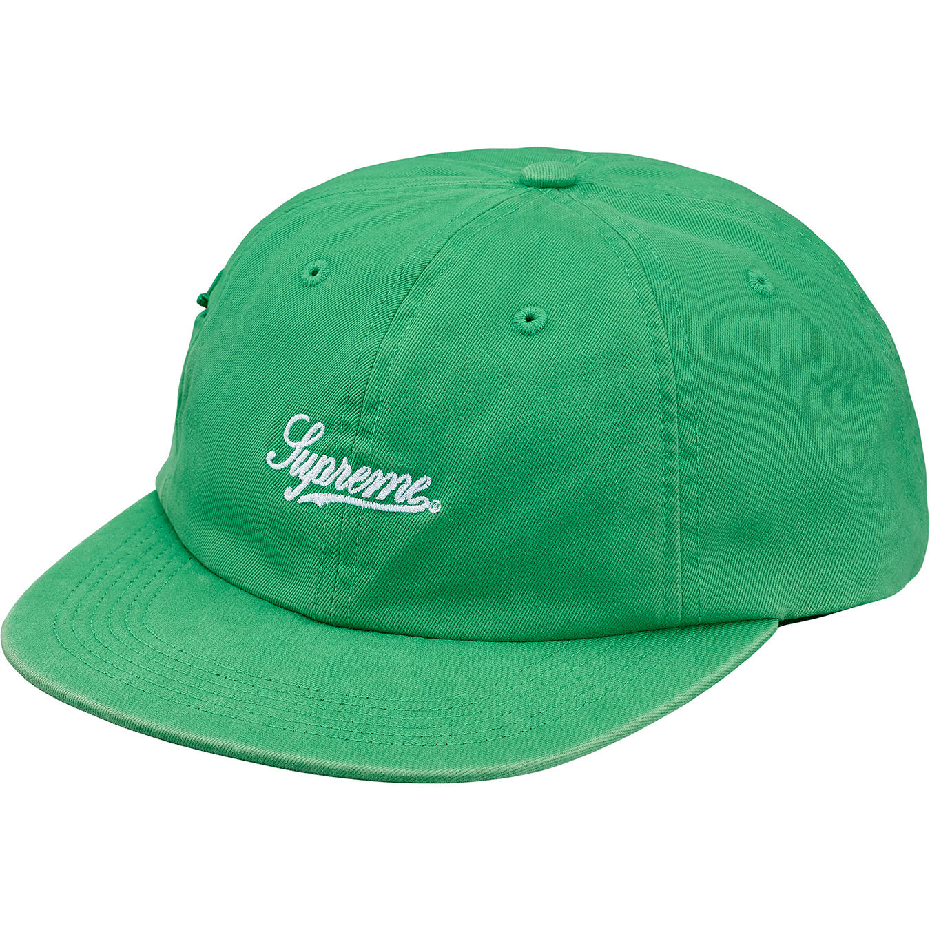 SUPREME SIDE POCKET SCRIPT LOGO 6-PANEL GREEN – Soleciety