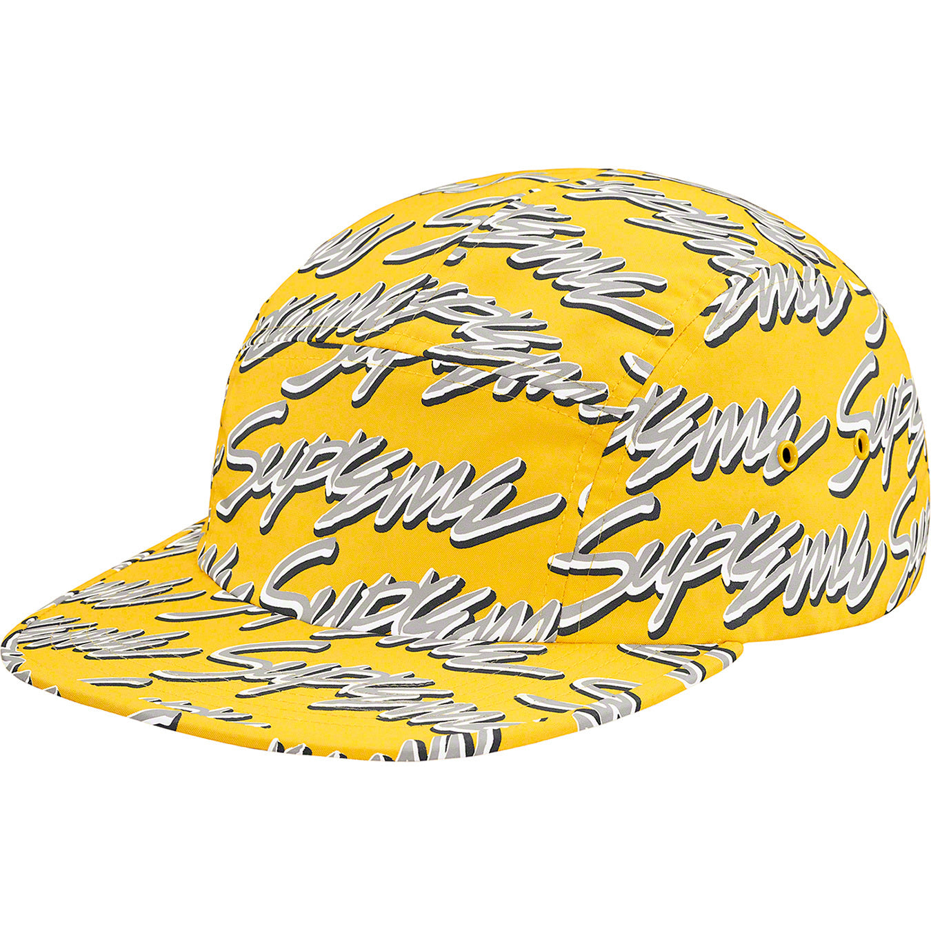 SUPREME SIGNATURE SCRIPT LOGO CAMP CAP YELLOW – Soleciety