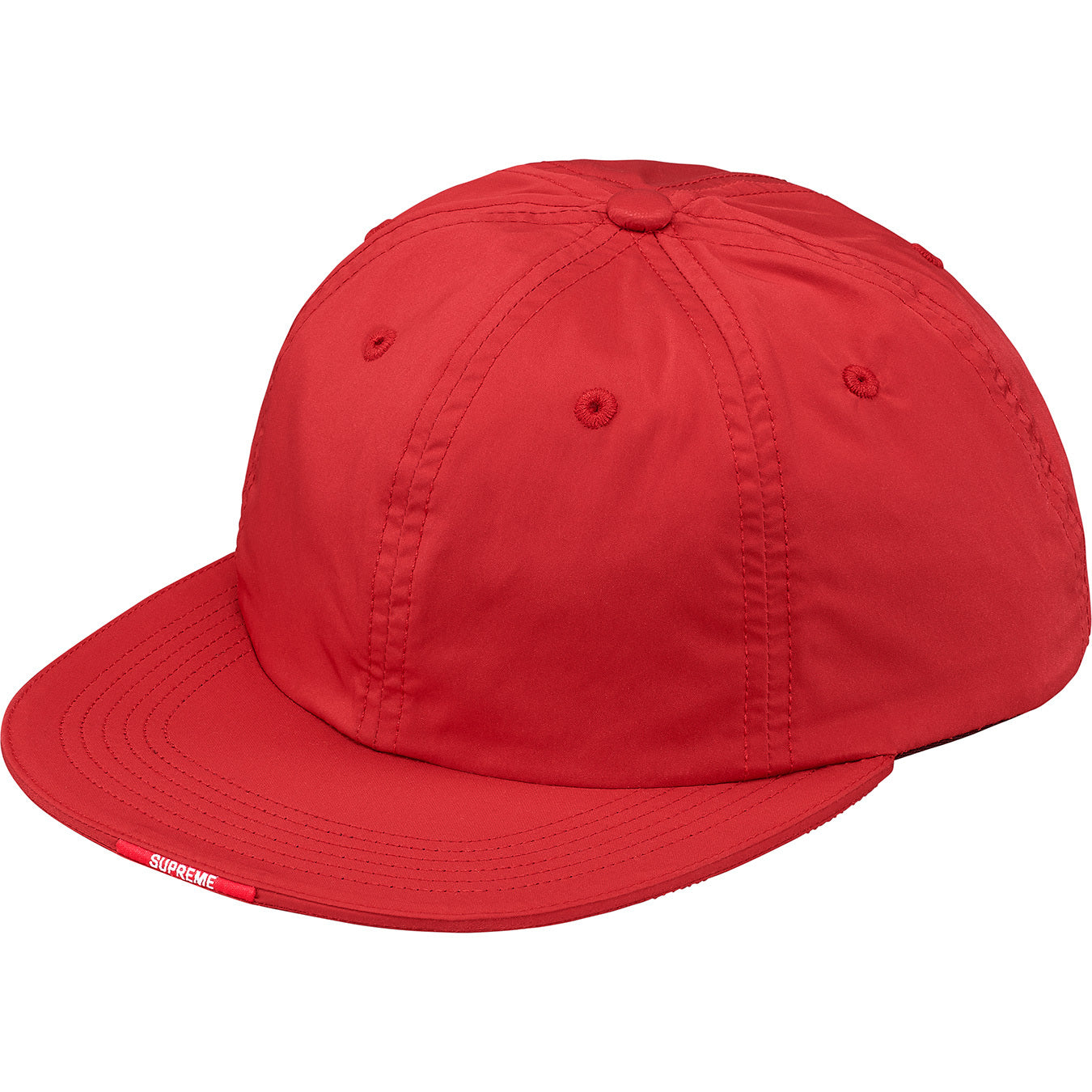 SUPREME NYLON VISOR LABEL 6-PANEL HAT RED – Soleciety