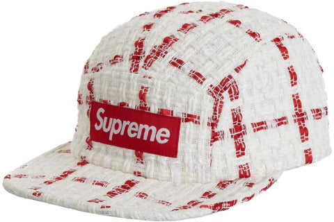 SUPREME RIBBON BOUCLE CAMP CAP WHITE