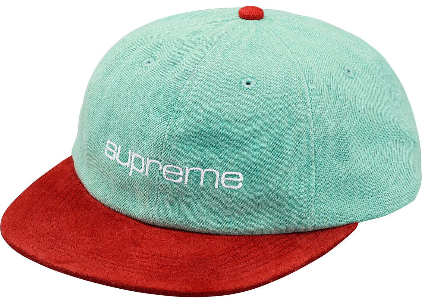 SUPREME DENIM SUEDE COMPACT LOGO 6-PANEL GREEN