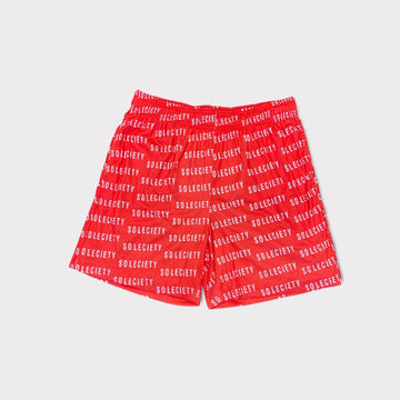 SOLECIETY REPEAT MESH SHORTS RED