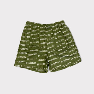 SOLECIETY REPEAT MESH SHORTS OLIVE GREEN
